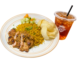 Fried Rice with Grilled Chicken Steak Plus Ice Tea